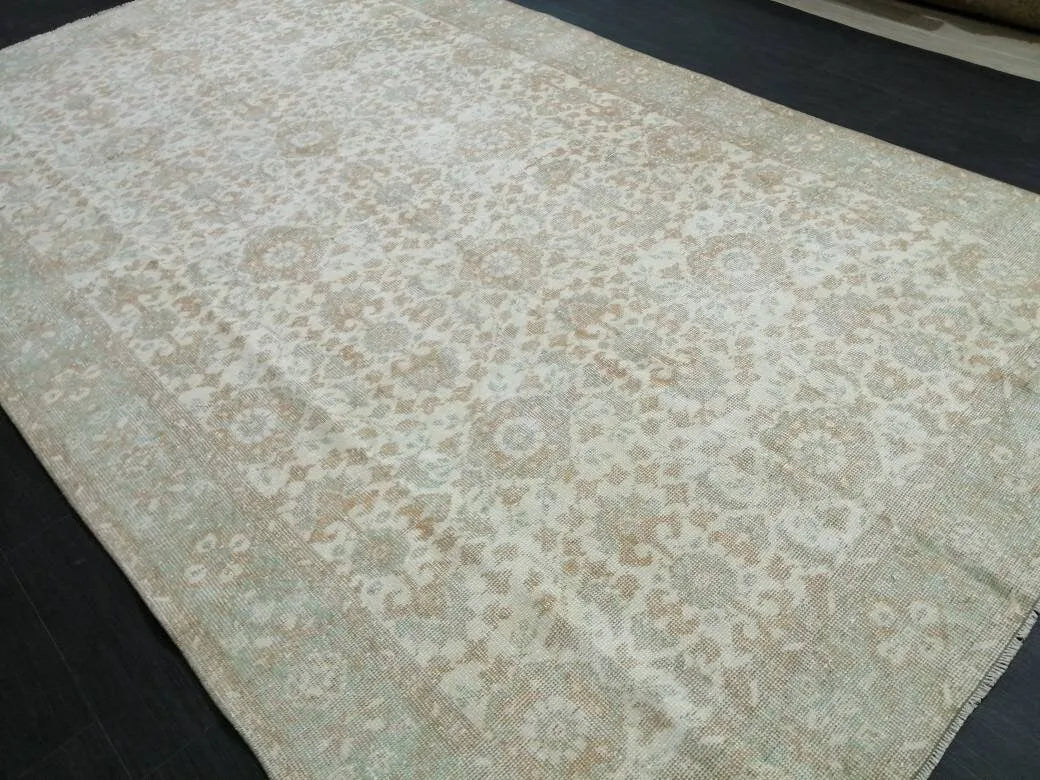 Beige Turkish Oushak Rug 5' 11" x 10' 3" Hand-Knotted | No. WR23819
