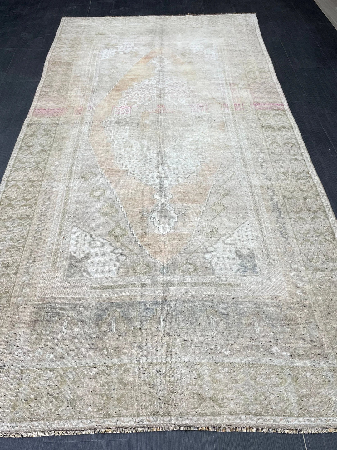 Beige Turkish Runner Rug 5' 1" x 9' 8" Hand-Knotted | No. WR23862