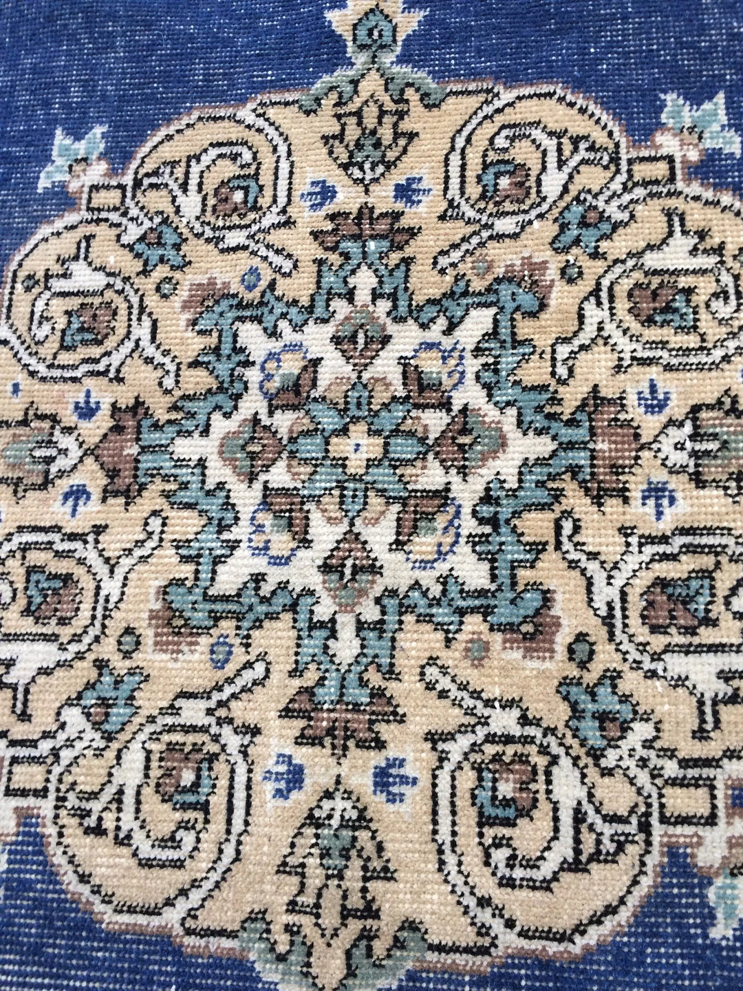 Blue Turkish Runner Rug 4' x 7' Hand-Knotted | No. WR24039