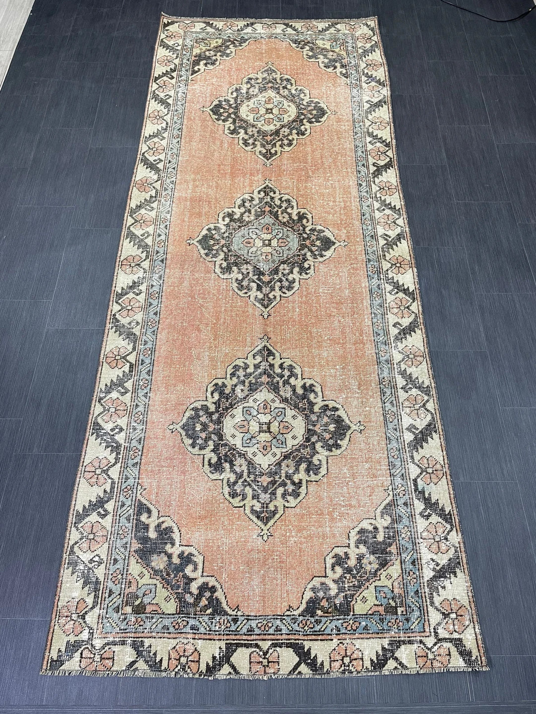 Rust Turkish Runner Rug 4' x 10' 4" Hand-Knotted | No. WR24585