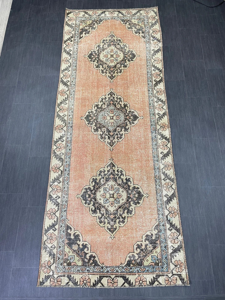 Rust Turkish Runner Rug 4' x 10' 4" Hand-Knotted | No. WR24585