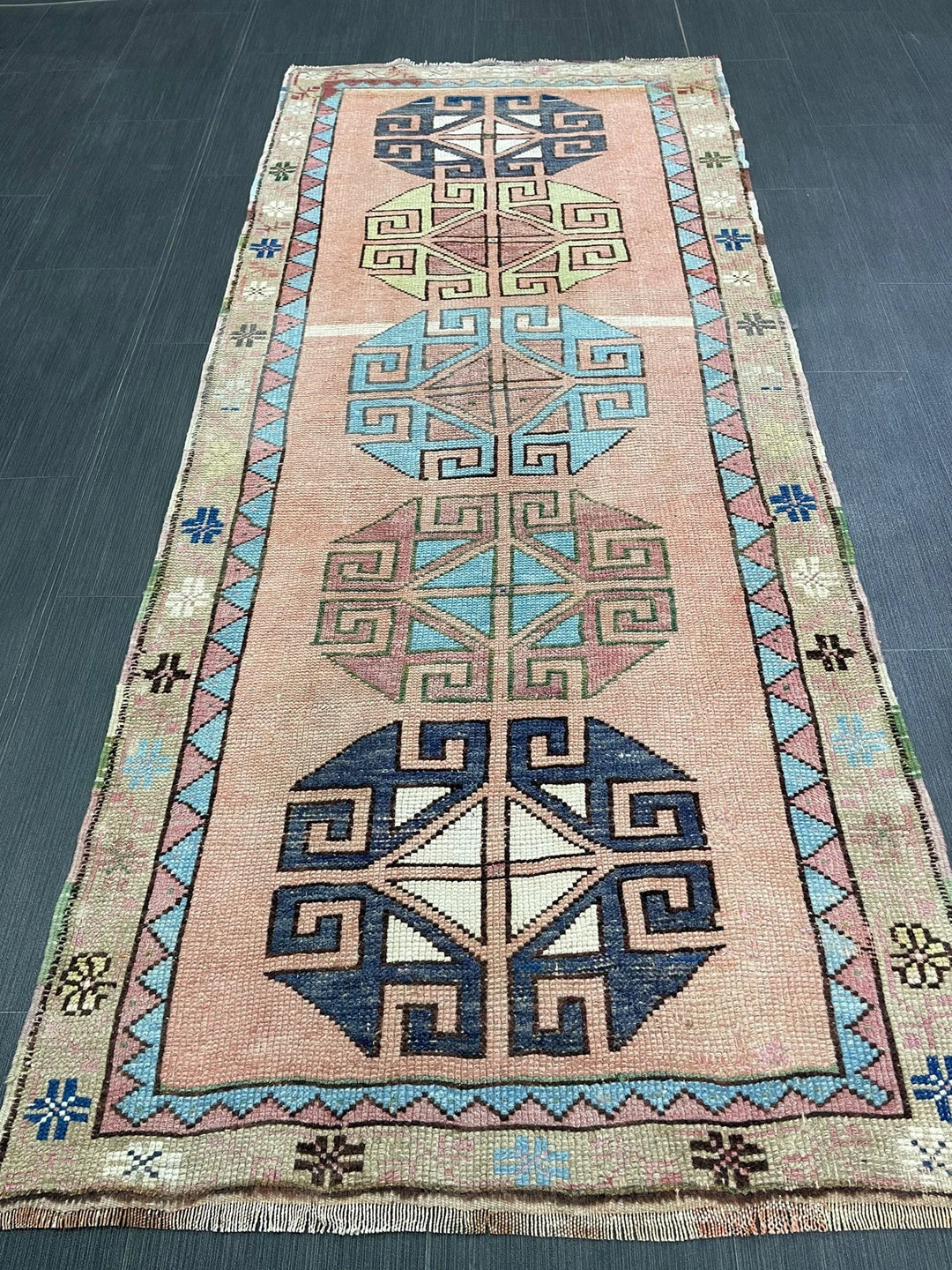 Beige Turkish Runner Rug 2' 11" x 6' 10" Hand-Knotted | No. WR24809