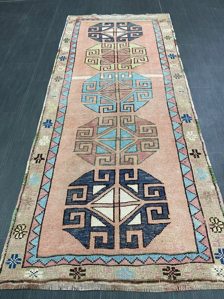 Beige Turkish Runner Rug 2' 11" x 6' 10" Hand-Knotted | No. WR24809