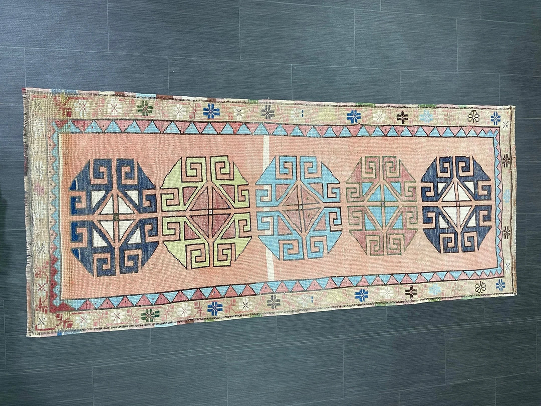 Beige Turkish Runner Rug 2' 11" x 6' 10" Hand-Knotted | No. WR24809
