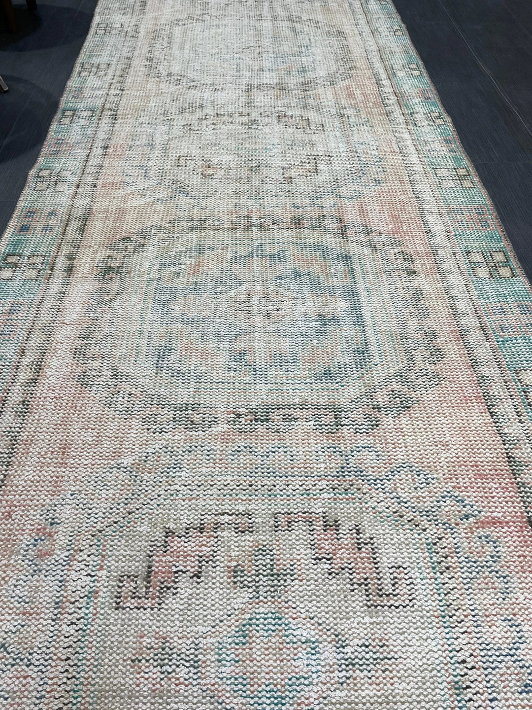 Beige Turkish Runner Rug 3' 10" x 11' 3" Hand-Knotted | No. WR25296