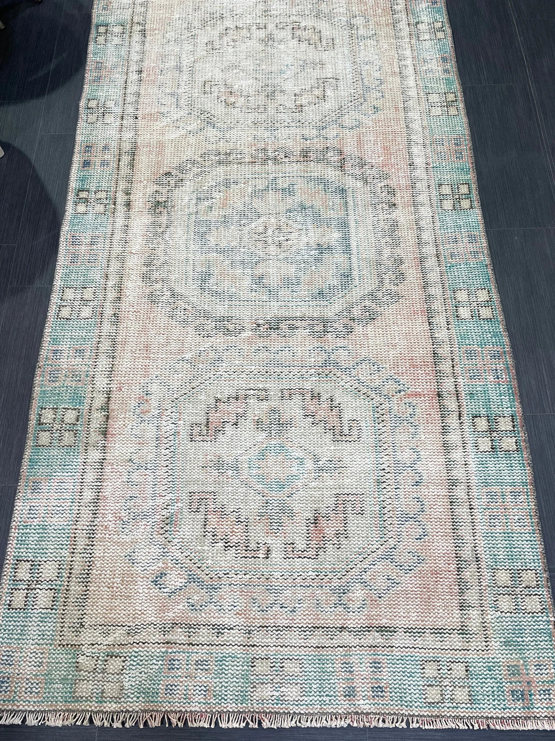 Beige Turkish Runner Rug 3' 10" x 11' 3" Hand-Knotted | No. WR25296