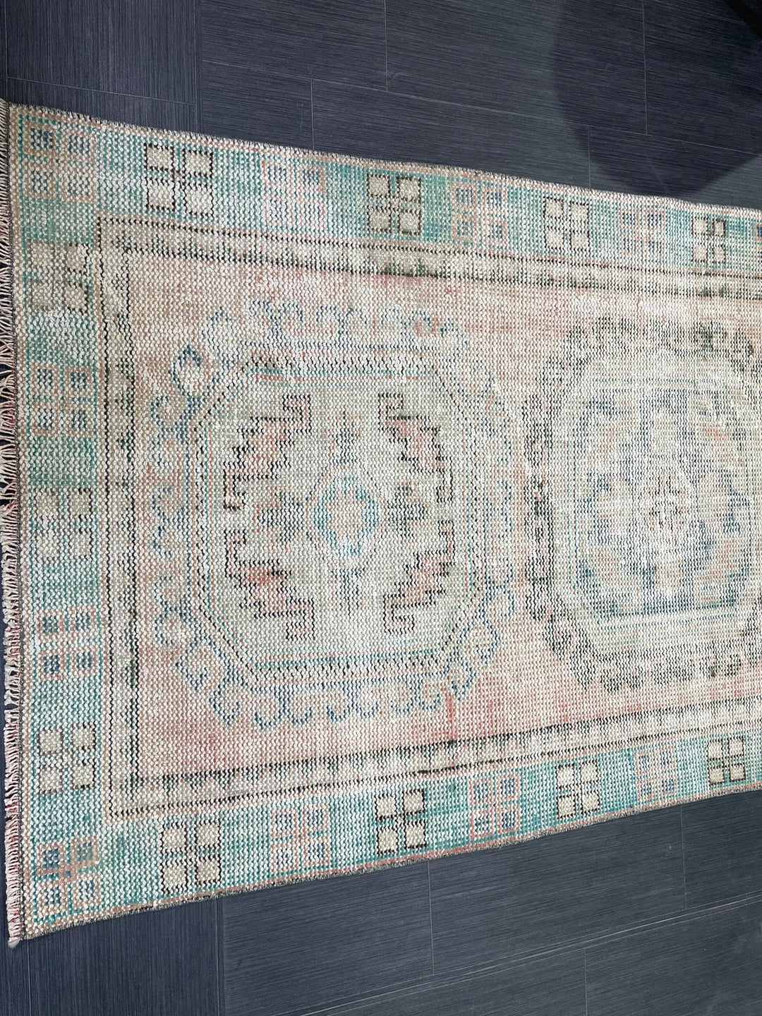 Beige Turkish Runner Rug 3' 10" x 11' 3" Hand-Knotted | No. WR25296