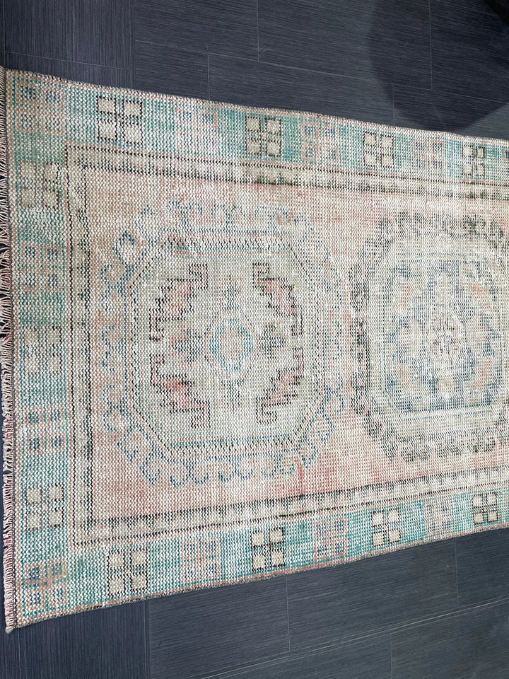 Beige Turkish Runner Rug 3' 10" x 11' 3" Hand-Knotted | No. WR25296