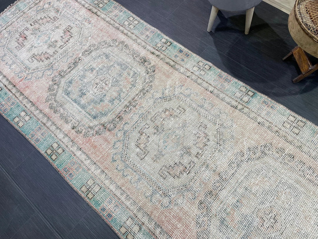 Beige Turkish Runner Rug 3' 10" x 11' 3" Hand-Knotted | No. WR25296