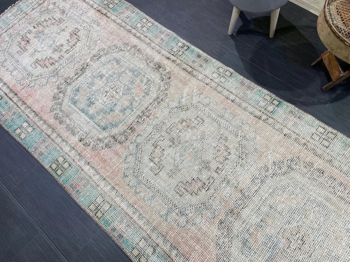 Beige Turkish Runner Rug 3' 10" x 11' 3" Hand-Knotted | No. WR25296