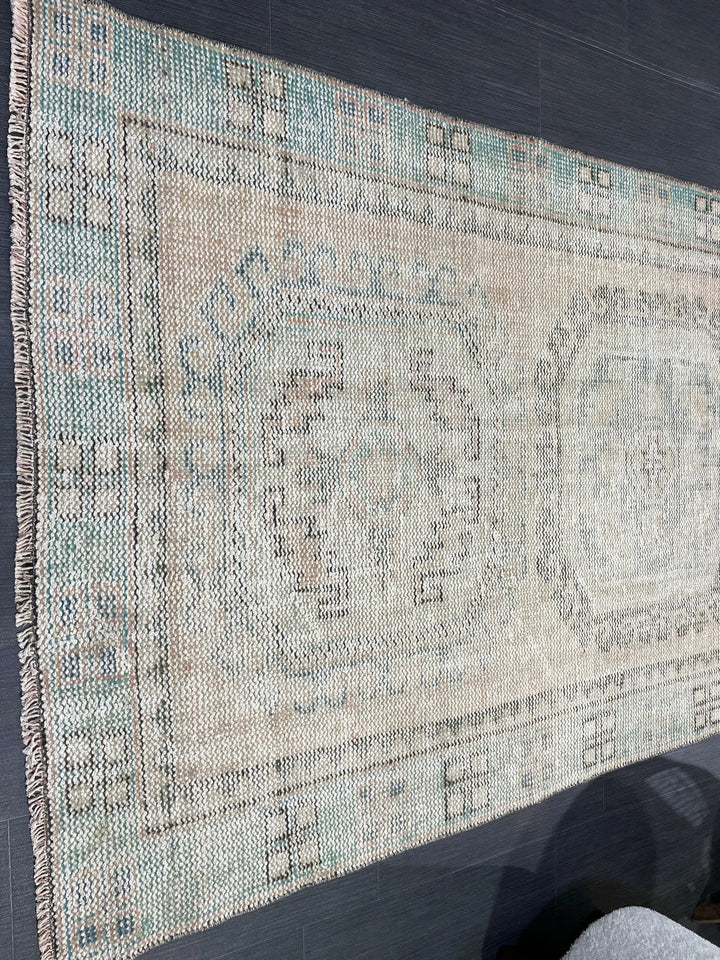 Beige Turkish Runner Rug 3' 10" x 11' 3" Hand-Knotted | No. WR25296