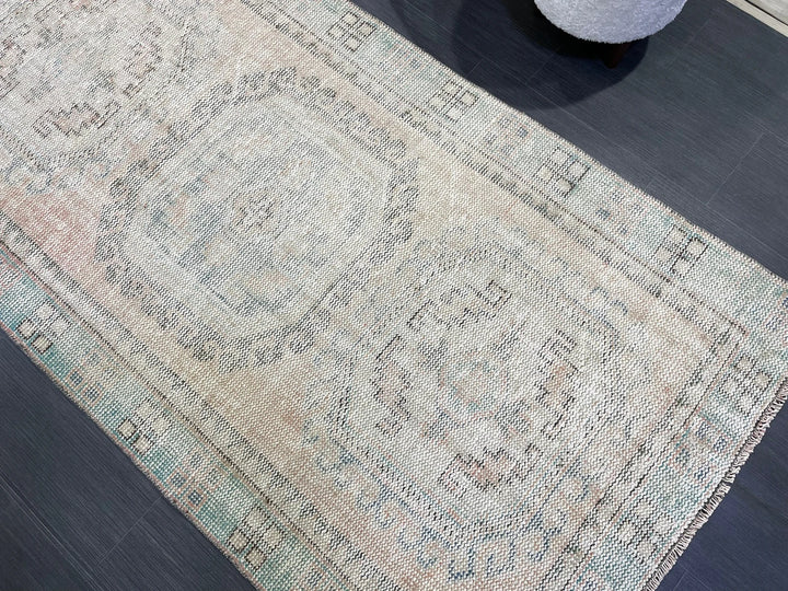 Beige Turkish Runner Rug 3' 10" x 11' 3" Hand-Knotted | No. WR25296
