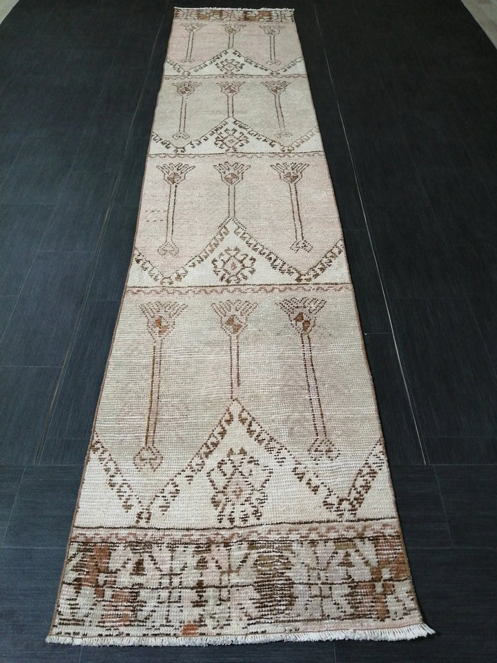 Tan Turkish Runner Rug 2' 6" x 11' 8" Hand-Knotted | No. WR25426