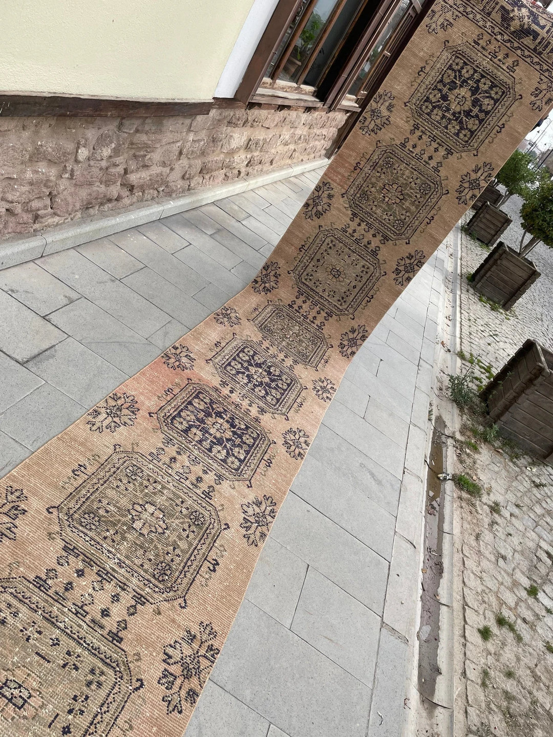 Beige Turkish Runner Rug 2' 8" x 22' 1" Hand-Knotted | No. WR25494