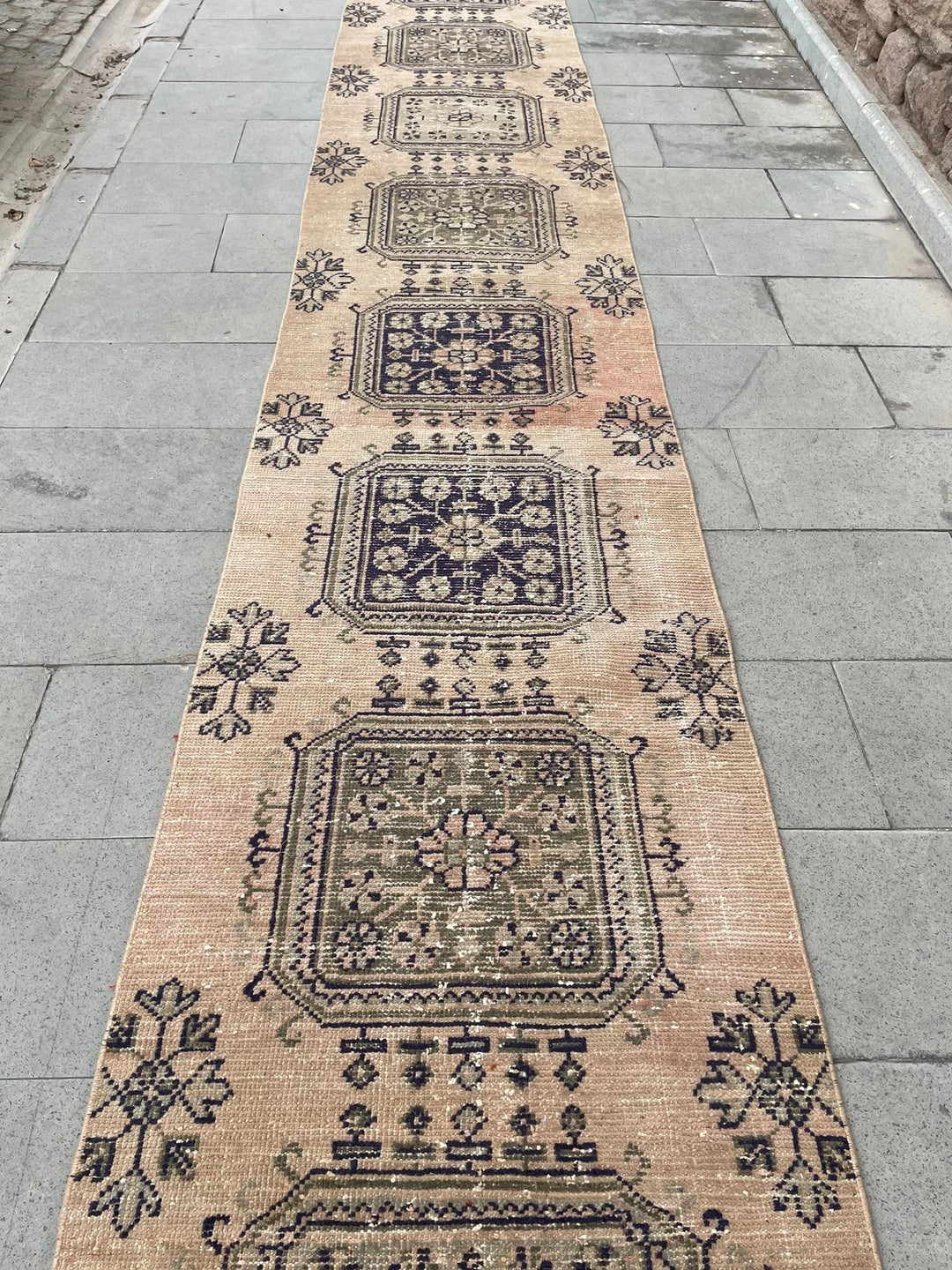 Beige Turkish Runner Rug 2' 8" x 22' 1" Hand-Knotted | No. WR25494