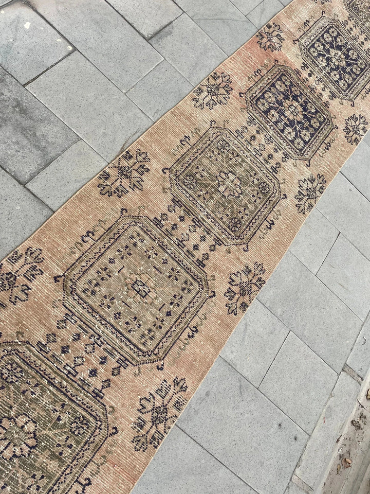 Beige Turkish Runner Rug 2' 8" x 22' 1" Hand-Knotted | No. WR25494