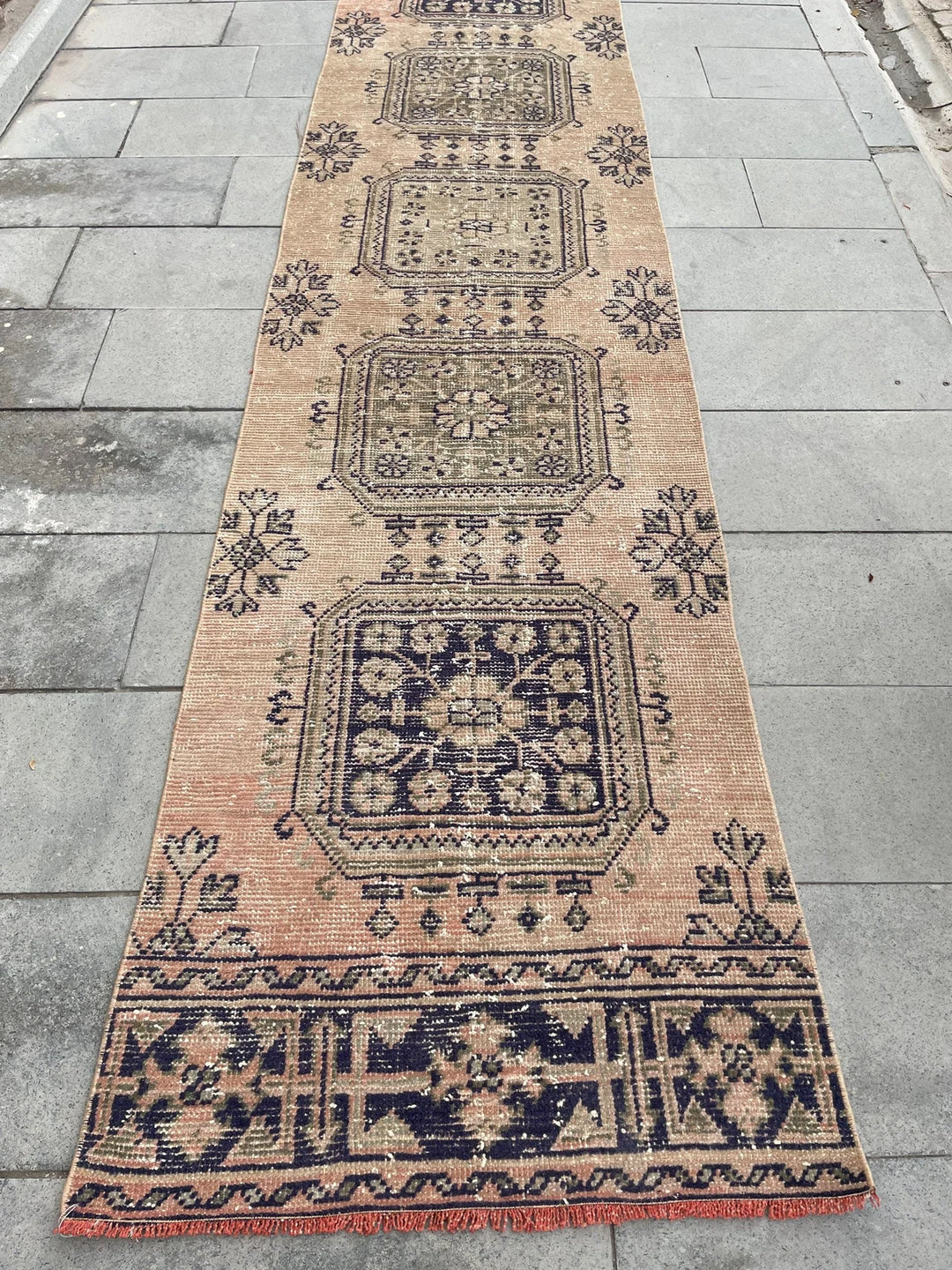 Beige Turkish Runner Rug 2' 8" x 22' 1" Hand-Knotted | No. WR25494
