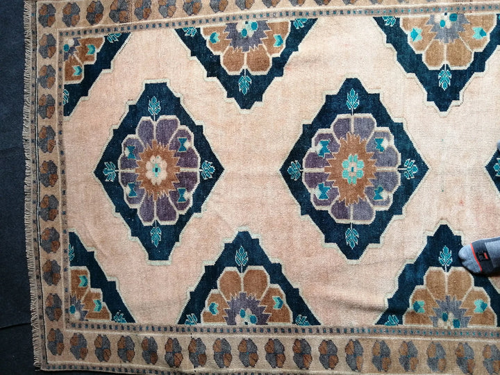 Blue Turkish Runner Rug 4' 5" x 9' 5" Hand-Knotted | No. WR25697