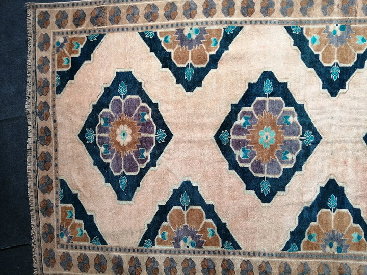 Blue Turkish Runner Rug 4' 5" x 9' 5" Hand-Knotted | No. WR25697