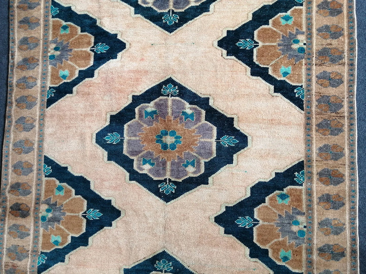 Blue Turkish Runner Rug 4' 5" x 9' 5" Hand-Knotted | No. WR25697