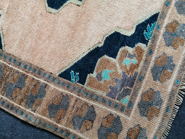 Blue Turkish Runner Rug 4' 5" x 9' 5" Hand-Knotted | No. WR25697
