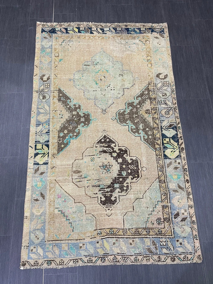 Rust Turkish Runner Rug 3' 7" x 6' Hand-Knotted | No. WR25711
