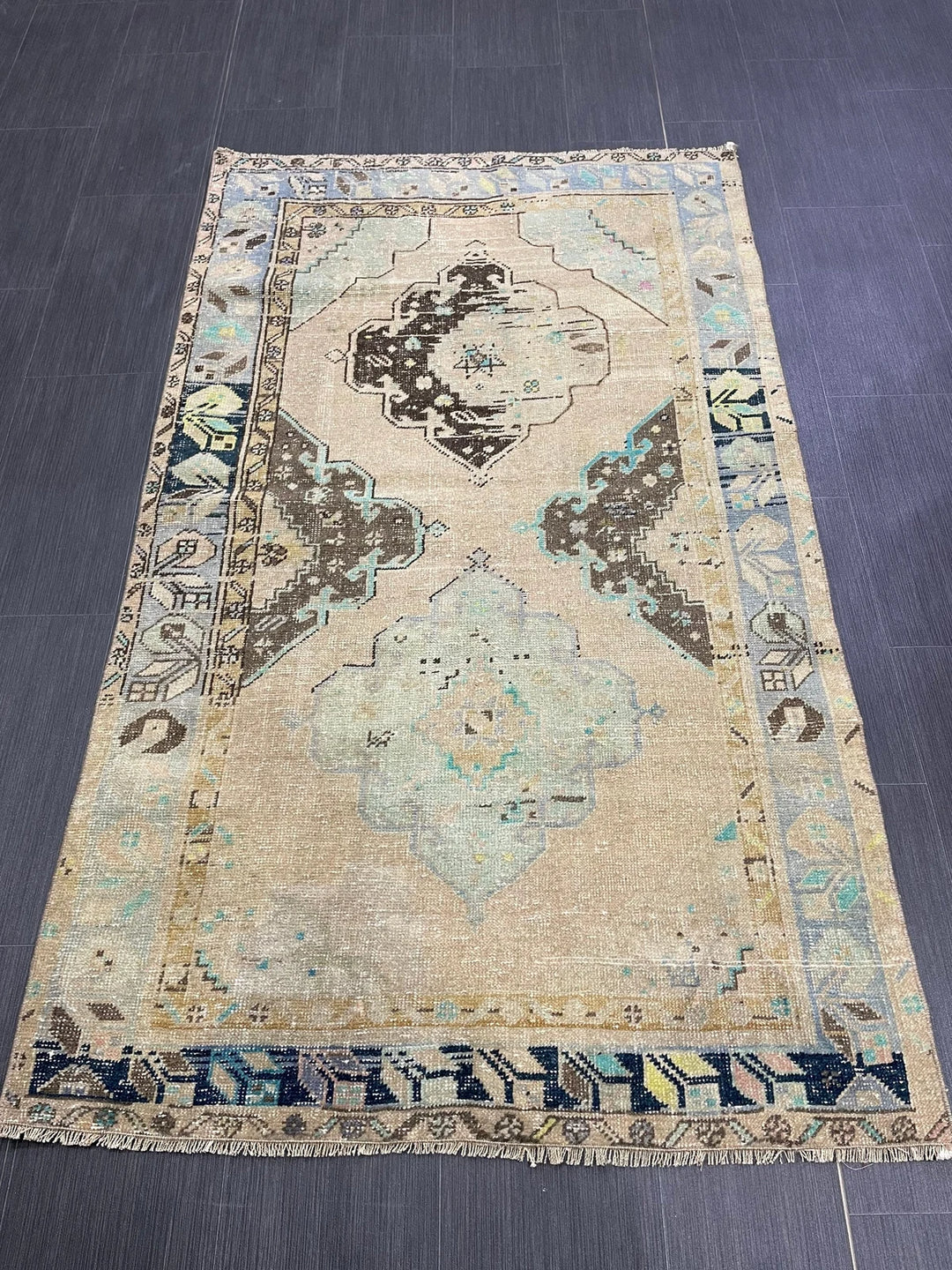 Rust Turkish Runner Rug 3' 7" x 6' Hand-Knotted | No. WR25711