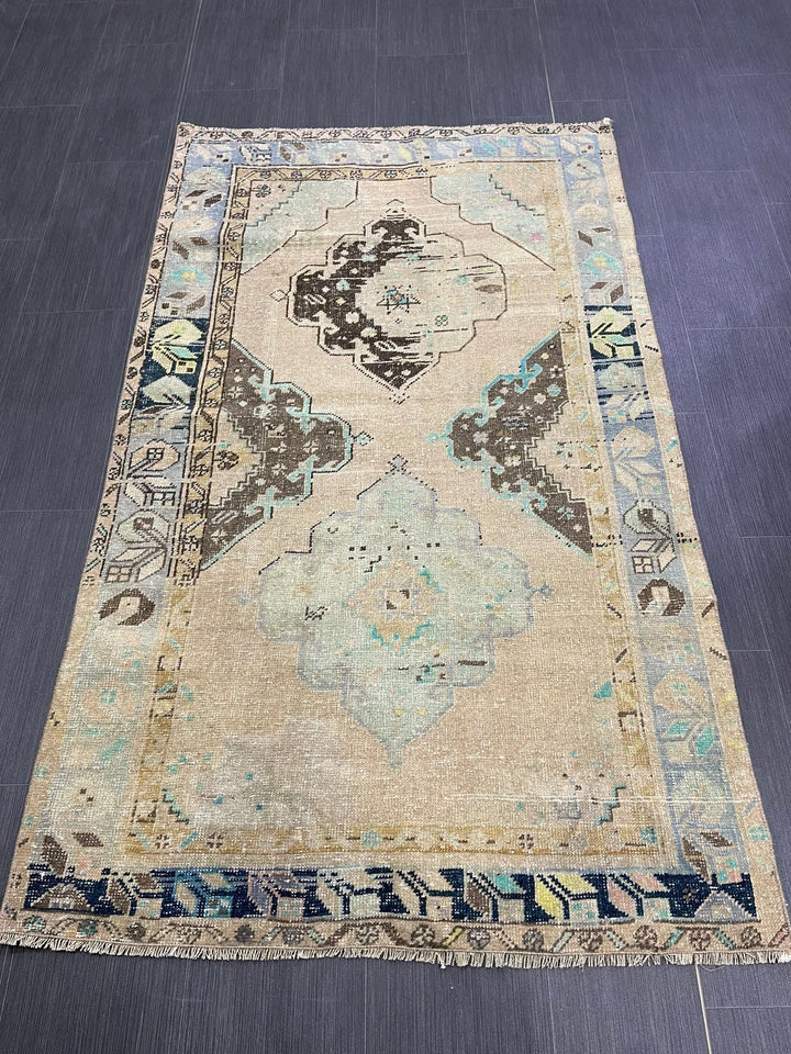 Rust Turkish Runner Rug 3' 7" x 6' Hand-Knotted | No. WR25711