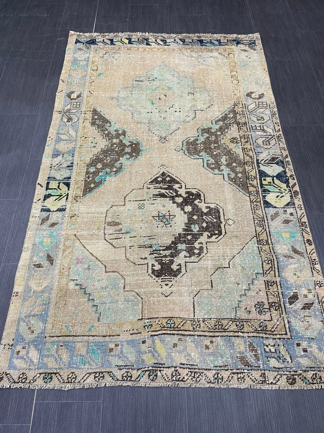 Rust Turkish Runner Rug 3' 7" x 6' Hand-Knotted | No. WR25711