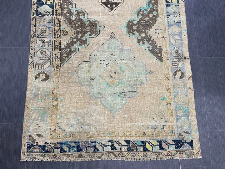 Rust Turkish Runner Rug 3' 7" x 6' Hand-Knotted | No. WR25711