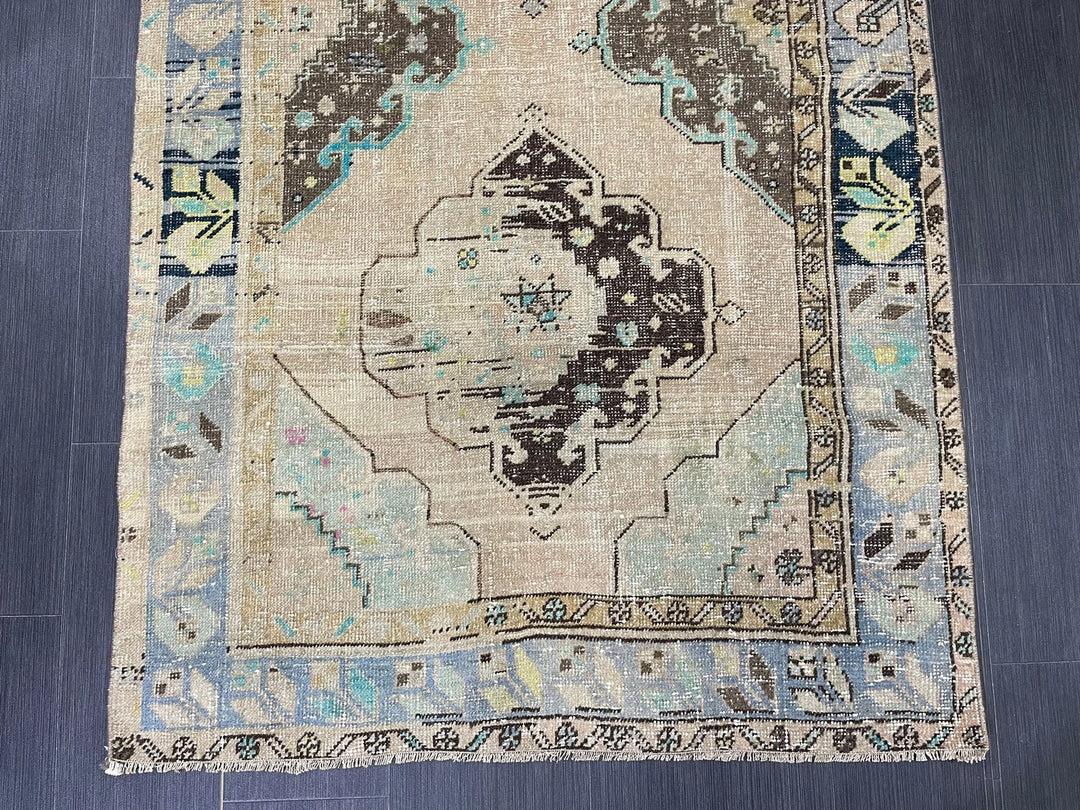Rust Turkish Runner Rug 3' 7" x 6' Hand-Knotted | No. WR25711