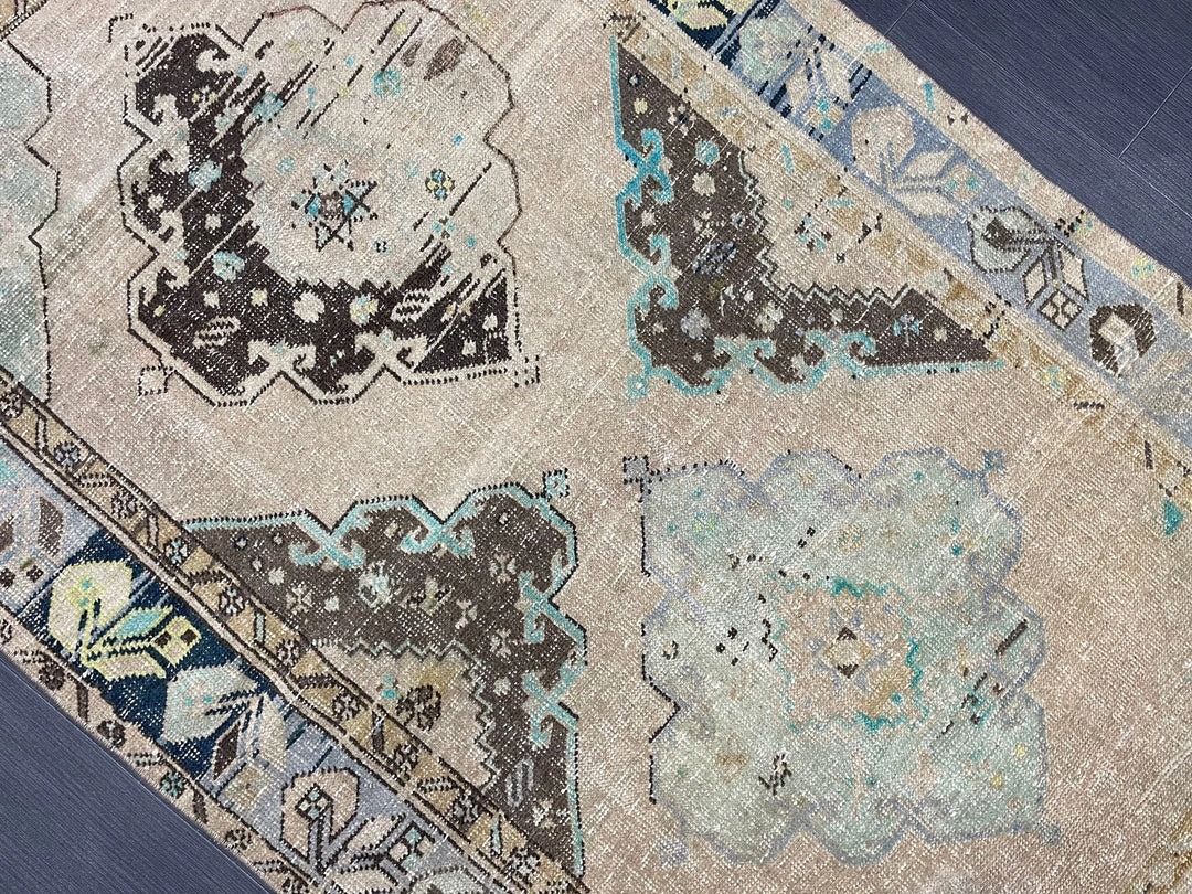 Rust Turkish Runner Rug 3' 7" x 6' Hand-Knotted | No. WR25711