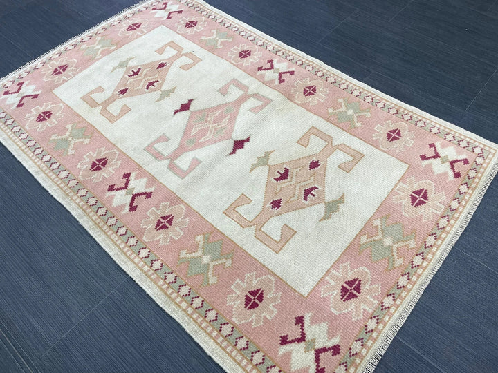 Pink Turkish Runner Rug 2' 9" x 4' 3" Hand-Knotted | No. WR25993