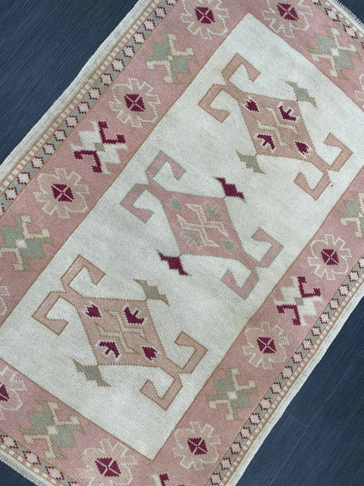 Pink Turkish Runner Rug 2' 9" x 4' 3" Hand-Knotted | No. WR25993