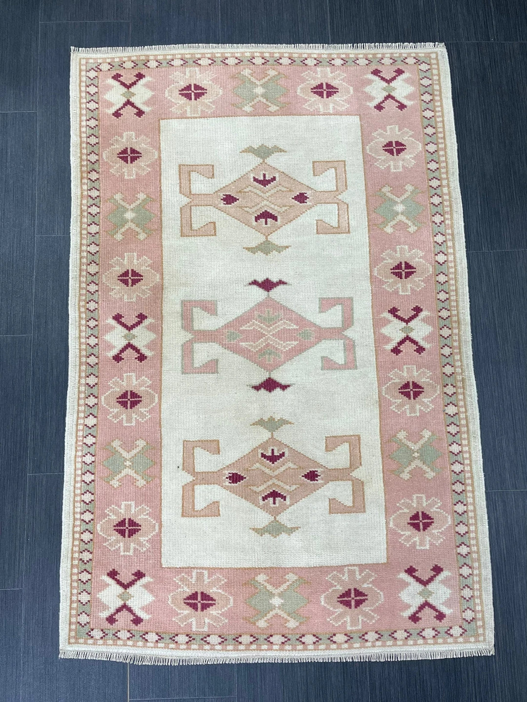 Pink Turkish Runner Rug 2' 9" x 4' 3" Hand-Knotted | No. WR25993