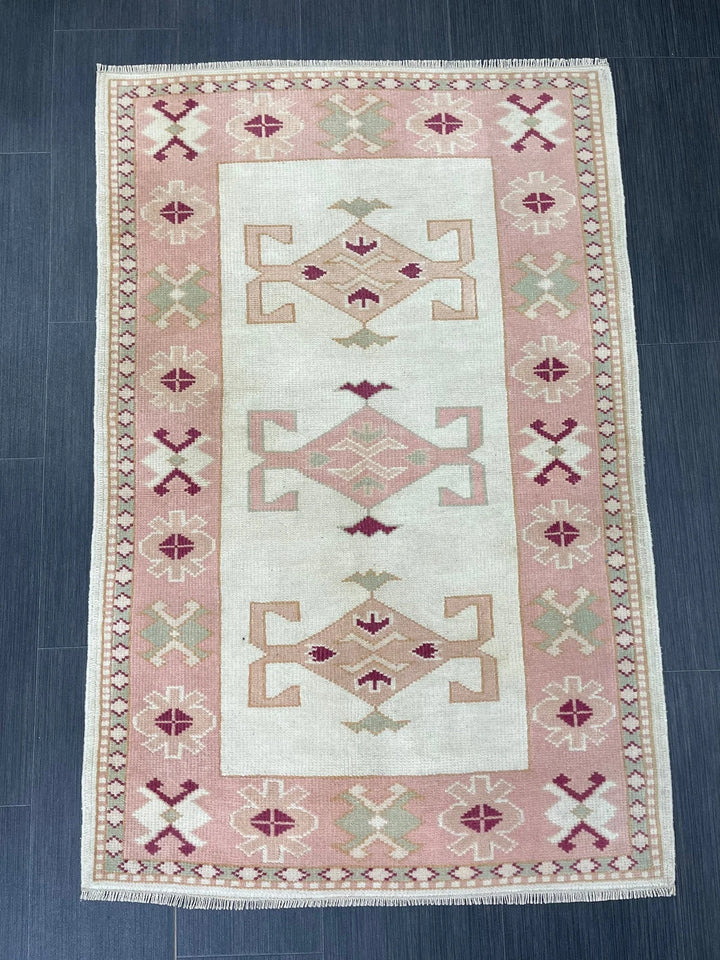 Pink Turkish Runner Rug 2' 9" x 4' 3" Hand-Knotted | No. WR25993