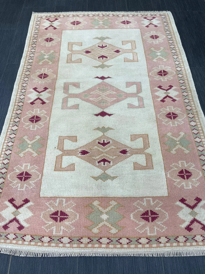 Pink Turkish Runner Rug 2' 9" x 4' 3" Hand-Knotted | No. WR25993