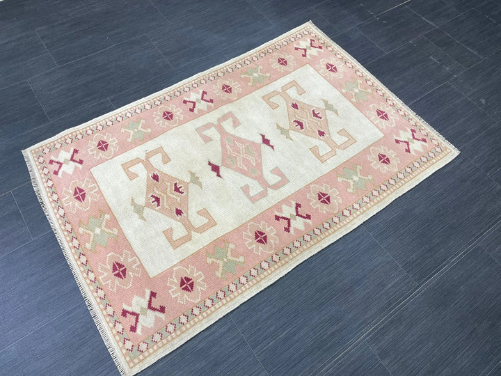 Pink Turkish Runner Rug 2' 9" x 4' 3" Hand-Knotted | No. WR25993