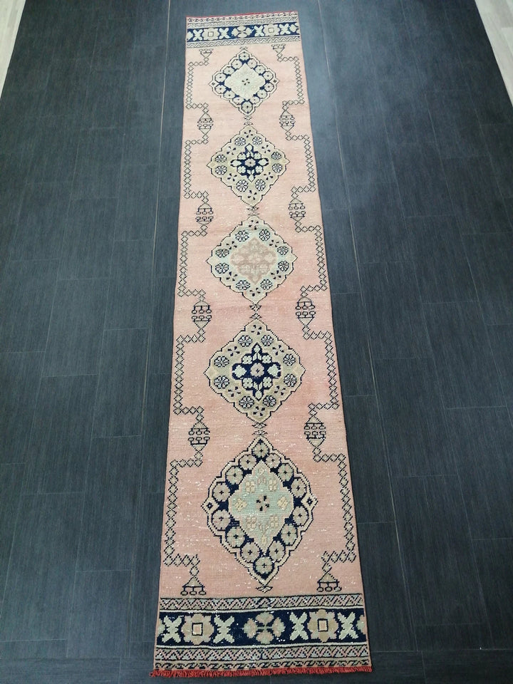 Tan Turkish Runner Rug 2' 4" x 11' 9" Hand-Knotted | No. WR26258