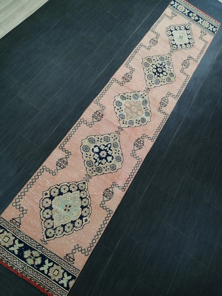 Tan Turkish Runner Rug 2' 4" x 11' 9" Hand-Knotted | No. WR26258