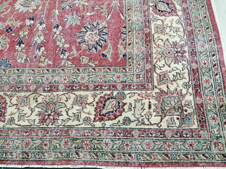 Beige Turkish Runner Rug 9' 11" x 13' 5" Hand-Knotted | No. WR26497