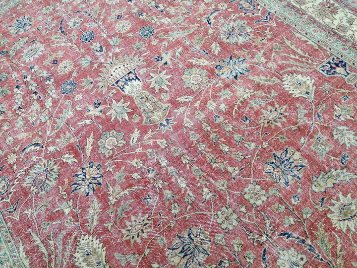 Beige Turkish Runner Rug 9' 11" x 13' 5" Hand-Knotted | No. WR26497