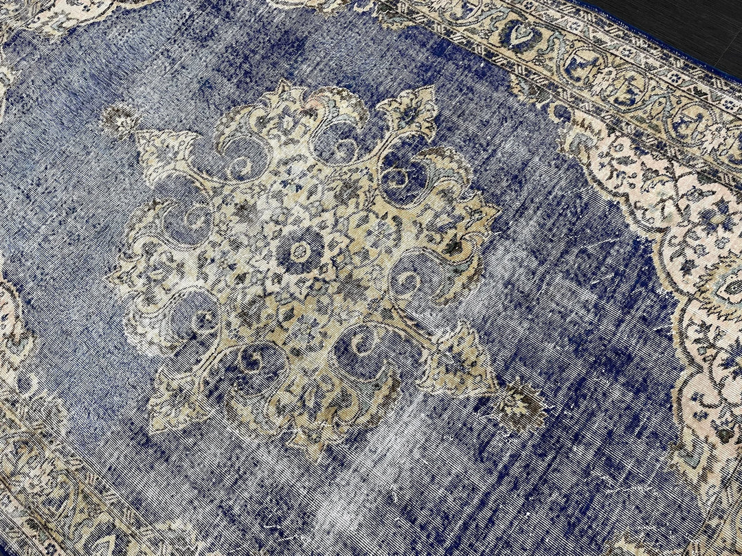 Beige Turkish Runner Rug 6' 8" x 9' 5" Hand-Knotted | No. WR26607