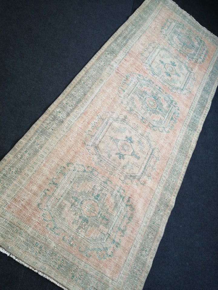 Beige Turkish Runner Rug 4' 4" x 11' 2" Hand-Knotted | No. WR26730