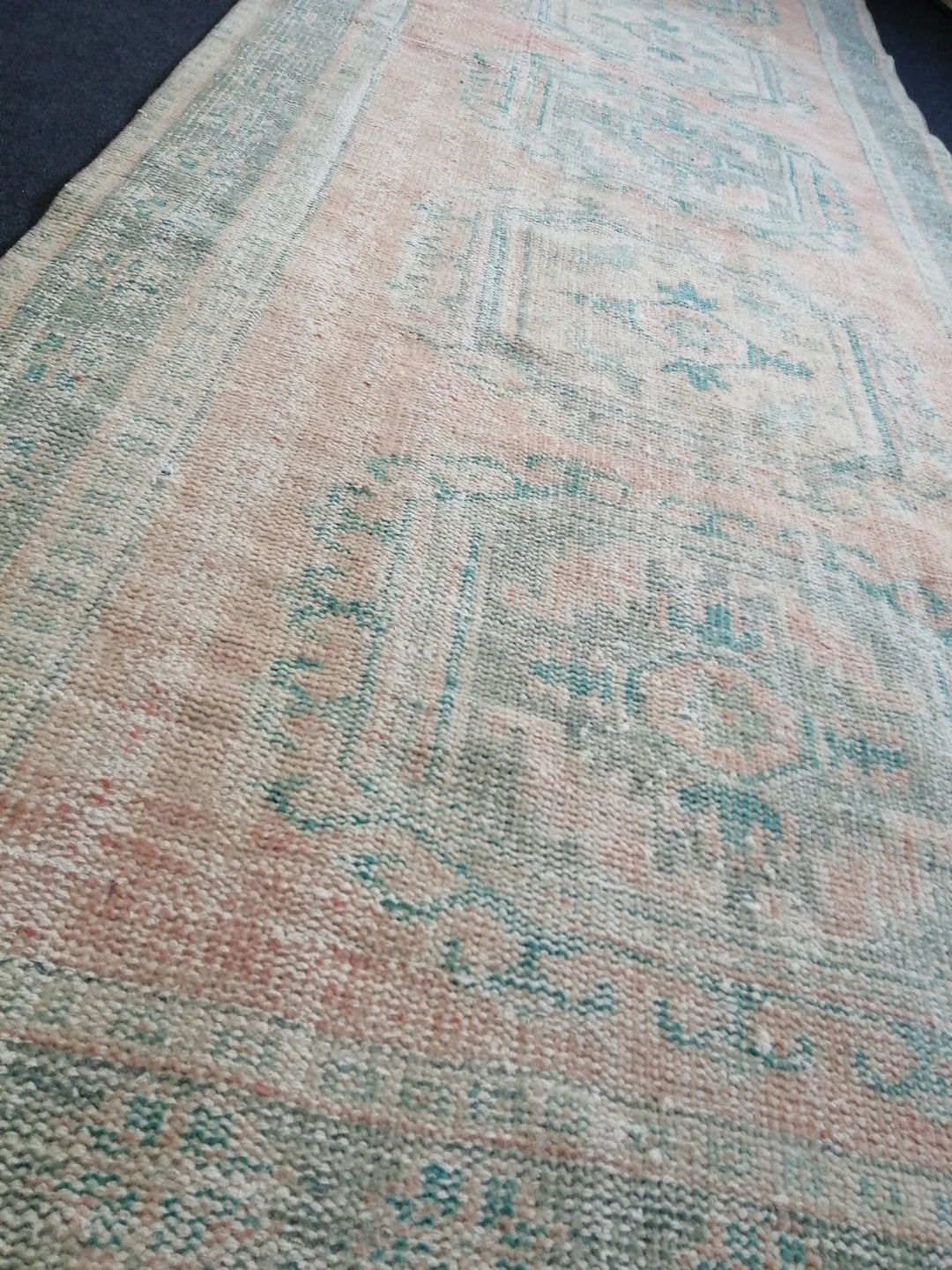 Beige Turkish Runner Rug 4' 4" x 11' 2" Hand-Knotted | No. WR26730