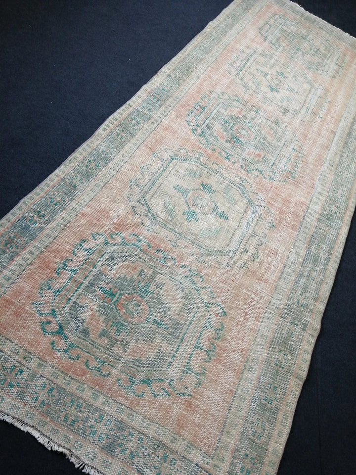 Beige Turkish Runner Rug 4' 4" x 11' 2" Hand-Knotted | No. WR26730