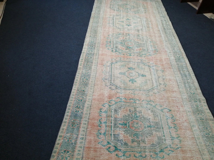 Beige Turkish Runner Rug 4' 4" x 11' 2" Hand-Knotted | No. WR26730