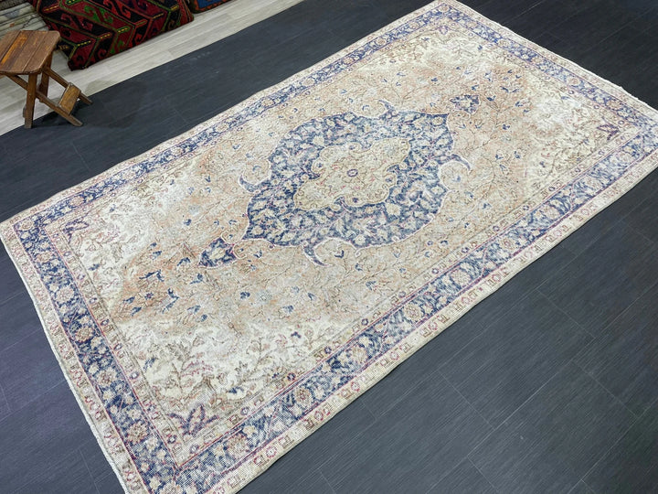 Blue Turkish Oushak Rug 5' 1" x 8' 9" Hand-Knotted | No. WR26826