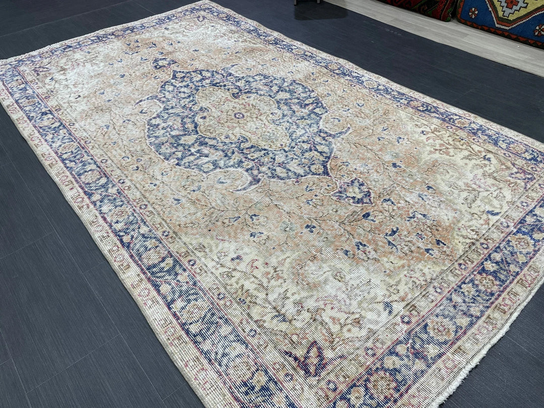 Blue Turkish Oushak Rug 5' 1" x 8' 9" Hand-Knotted | No. WR26826