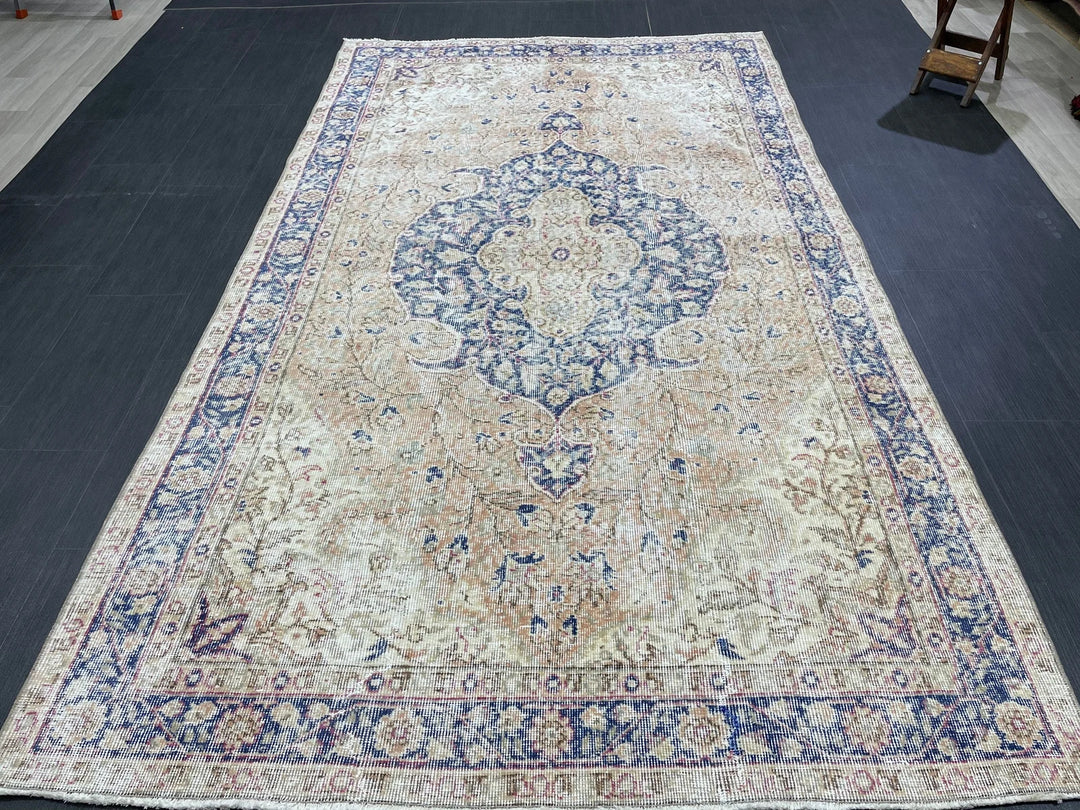 Blue Turkish Oushak Rug 5' 1" x 8' 9" Hand-Knotted | No. WR26826